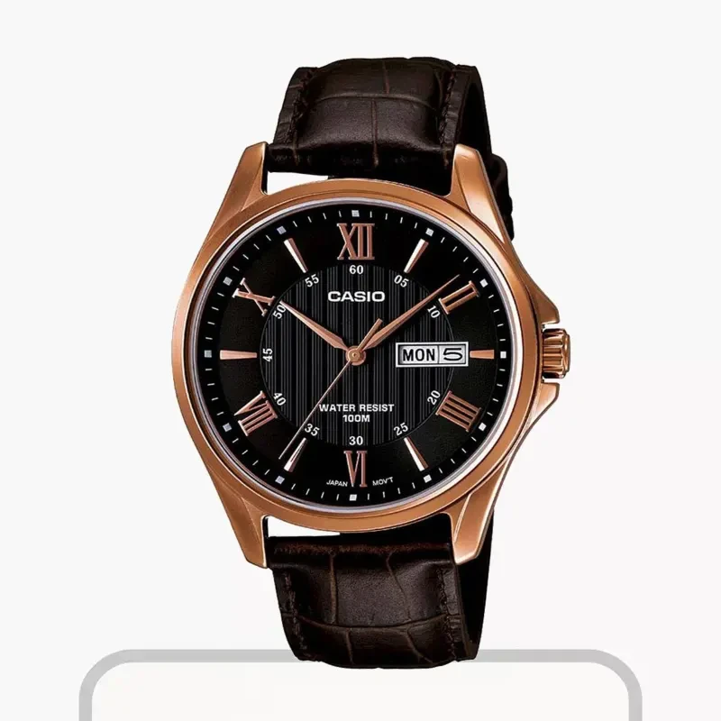 Casio Leather Belt Black Dial Men's Watch | MTP-1384L-1AV